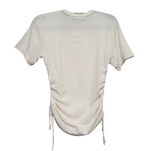 A.L.C. Austin Ruched Side Tie Tee Shirt Stretch Cotton Top - Picture 8 of 13